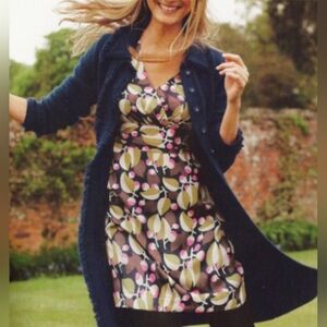 Boden Canterbury Acorn Faux Wrap V-neck Side Zip Dress 8P NWT 🍁🍂🤎